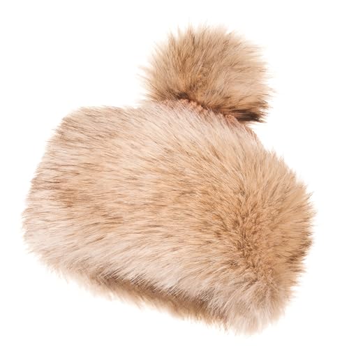 Futrzane Classic Bommel Mütze - Fellmütze Damen - Russen Wintermütze aus Pelz (M, Gold Classic) von Futrzane