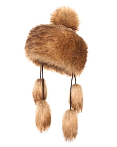Futrzane Classic Mongolische Mütze - Winter Pelzmütze Damen - Fellhut Russisch (S, Bernstein Classic) von Futrzane