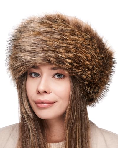 Futrzane Classic Mütze mit Fellrand - Pelzmütze Damen - Fell Pelz Russenmütze (XL, Beige - Bronze Classic) von Futrzane
