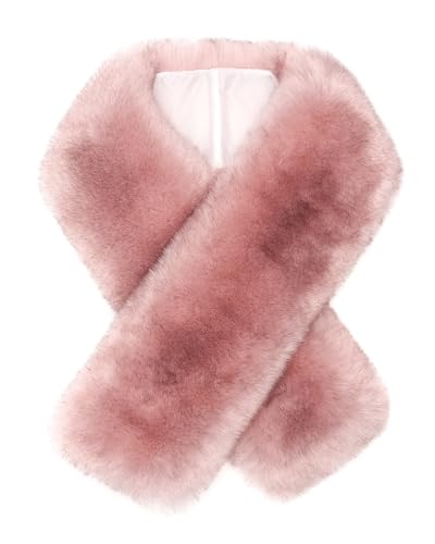 Futrzane Siberian Schal - Fell Schal Damen - Winter Pelzkragen Elegant Pelzschal (Rosa Siberian) von Futrzane