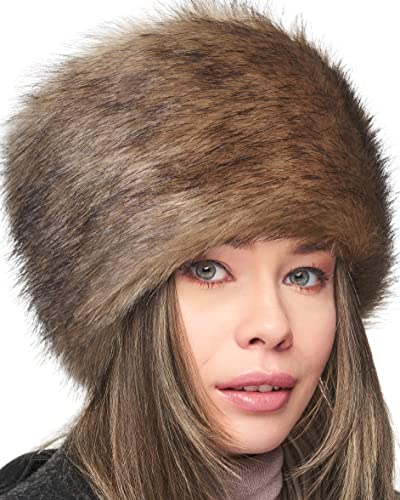 Futrzane Damen Pelzmütze Cossack Russische Mütze (S, Beige) von Futrzane