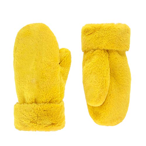 Futrzane Faux Fur Winter Handschuhe für Damen - Sehr weiche Fäustlinge mit Kaninchenfellfutter (Gelbes Kaninchen) von Futrzane