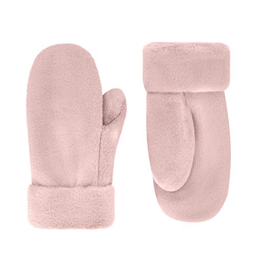 Futrzane Faux Fur Winter Handschuhe für Damen - Sehr weiche Fäustlinge mit Kaninchenfellfutter (Rosa Kaninchen) von Futrzane