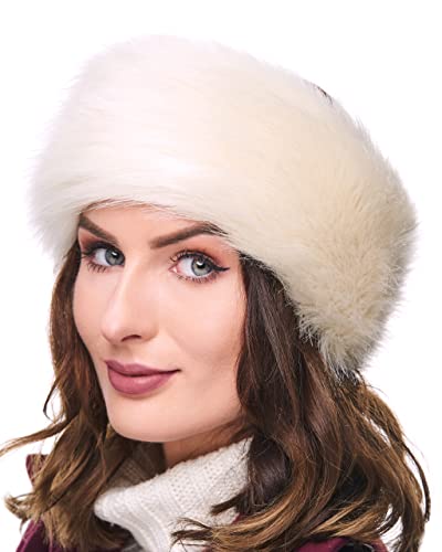 Futrzane Fell Stirnband Pelz Damen Winter - Kunstfell Stirnband - Faux Fuchs (Ecru Kaninchen) von Futrzane