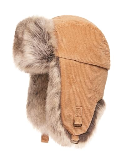 Futrzane Fliegermütze für Damen - Russische Mütze - Winter Schapka Uschanka (Beige - Sibirisch-Beige) von Futrzane