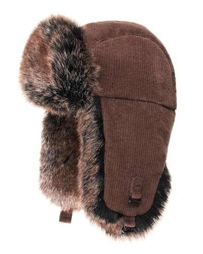 Futrzane Fliegermütze für Damen - Russische Mütze - Winter Schapka Uschanka (Braun - Sibirisch-Braun) von Futrzane