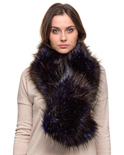 Futrzane Gerade Schal Damen Winter Fuchspelz Kragen Pelzkragen (Navy blau Waschbär) von Futrzane