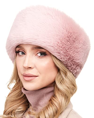 Futrzane Kunstpelz-Ohrenwärmer für Damen - weicher Samtpelz - schickes Winter-Stirnband (Rosa Schafe) von Futrzane