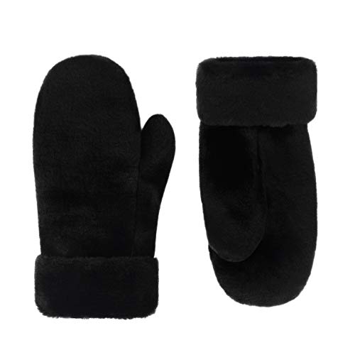 Futrzane Modern Fäustlinge - Fellhandschuhe Damen - Handschuhe Winter mit Pelz (Schwarz Kurz Modern) von Futrzane
