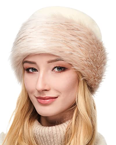 Futrzane Classic Mütze mit Fellrand - Pelzmütze Damen - Fell Pelz Russenmütze (M, Ecru - Elfenbein Classic) von Futrzane
