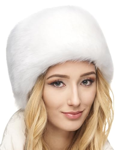 Futrzane Siberian Kosakenmütze - Pelzmütze Damen - Fell Pelz Russische Mütze (S, Weiß Siberian) von Futrzane