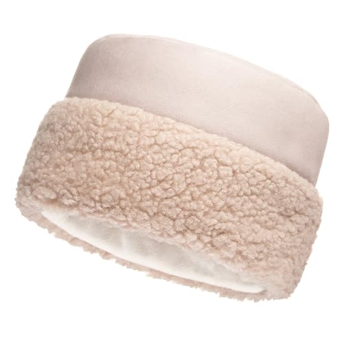 Futrzane Sherpa Mütze mit Fellrand - Wintermütze Damen - Wildleder Russen Hut (L, Grau - Grau Sherpa) von Futrzane