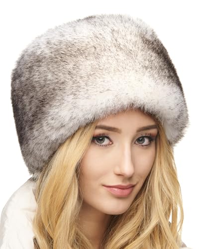 Futrzane Siberian Kosakenmütze - Pelzmütze Damen - Fell Pelz Russische Mütze (XS, Weiß mit Schwarz Siberian) von Futrzane