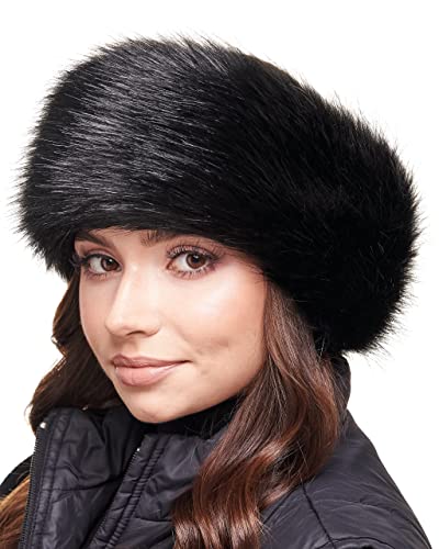 Futrzane Fell Stirnband Pelz Damen Winter - Kunstfell Stirnband - Faux Fuchs (Schwarzer Fuchs) von Futrzane