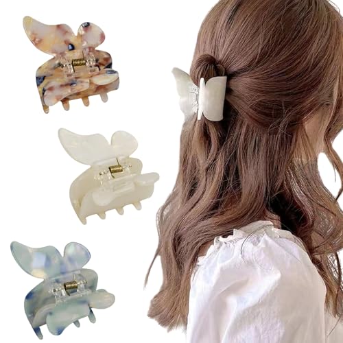 3 Stück Schmetterling Haarspangen, Niedliche Haarklammern Haarschmuck, Haarklammer Schmetterling in Acetat, Haarspange Rutschfeste für Frauen und Mädchen Dickem Oder Dünnem Haar von Futuhada
