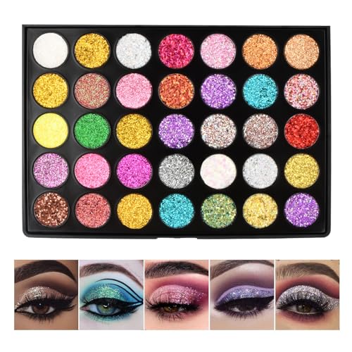 35 Farben Glitzer Lidschatten Palette, Augen Palette Schimmernde, Glitzer Make-up Palette Langlebig, Dark Blacklight Makeup Eyeshadow Palette Bunt Wasserdicht Schminkpalette Für Urlaubs und Alltags 35 Farben Glitzer Lidschatten Palette, Augen Palette Schimmernde, Glitzer Make-up Palette Langlebig, Dark Blacklight Makeup Eyeshadow Palette Bunt Wasserdicht Schminkpalette Für Urlaubs und Alltags von Futuhada