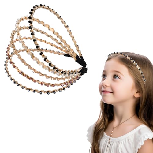 5 Stück Strass Elastisches Haarreifen, Modisches Strass Stirnband, Metall Prinzessin Haarreif für Frauen Jeden Alters Geeignet für Hochzeit Kommunion Karneval Geburtstag von Futuhada