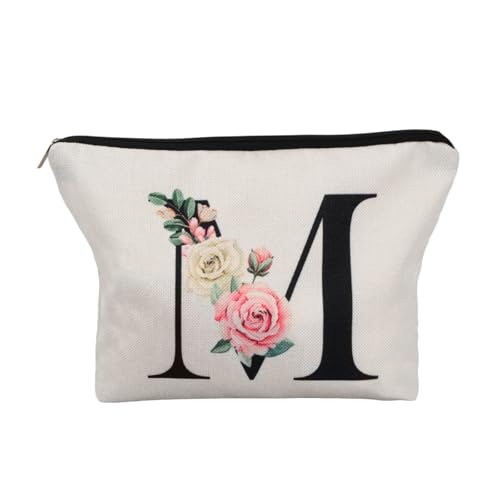 A-Z 26 Brief Personalisierte Make-up-Tasche, Make-up-Tasche mit 26 Buchstaben, Make-up-Tasche für Frauen, Braut Alphabet Kosmetiktasche für Mutter Schwester Freunde Brautjungfer Frauen (M) von Futuhada