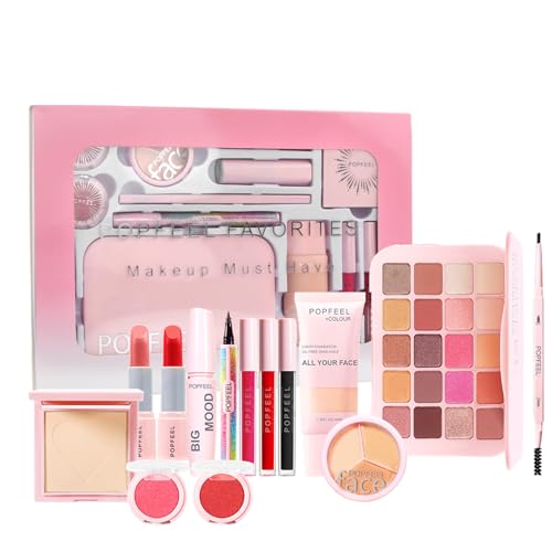 All-in-One Make-up-Set mit Akne-Grundierung, Puder, Concealer, Rouge, Lidschatten, Lippenstifte, Flüssiger Lipgloss, Mascara, Eyeliner, Augenbrauenstift und Pinsel - Ihre One-Stop-Luxus-Make-up von Futuhada