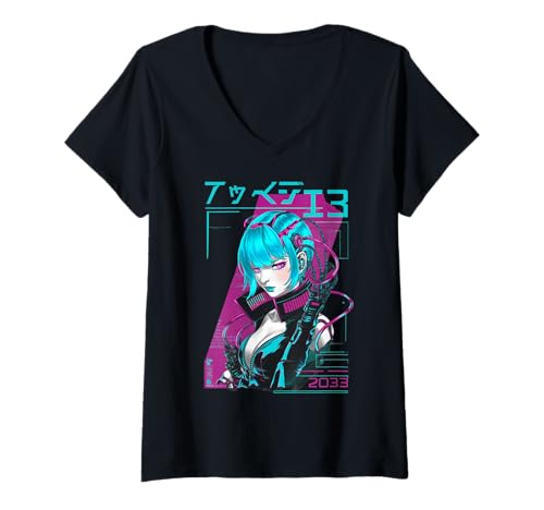 Damen Japan Street Wear Gifts Men Women Kids T-Shirt mit V-Ausschnitt Damen Japan Street Wear Gifts Men Women Kids T-Shirt mit V-Ausschnitt von Future Cyber Robot Punk Art Men Women Kids