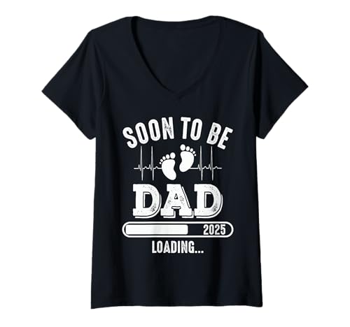 Damen Soon to Be Dad 2025 Loading Pregnancy Announcement New Daddy T-Shirt mit V-Ausschnitt Damen Soon to Be Dad 2025 Loading Pregnancy Announcement New Daddy T-Shirt mit V-Ausschnitt von Future Dad 2025