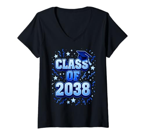 Damen Class of 2038 Graduation Future Boy Vorschule Senior School T-Shirt mit V-Ausschnitt Damen Class of 2038 Graduation Future Boy Vorschule Senior School T-Shirt mit V-Ausschnitt von Future Graduate 2038 School Year Apparel