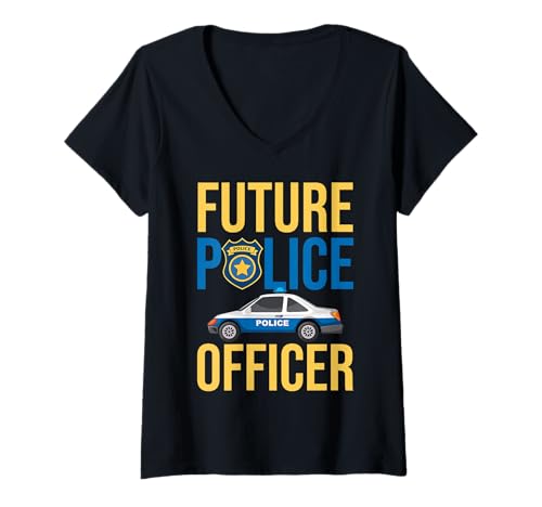 Damen Polizeibeamter, zukünftiger Polizeibeamter, Abzeichen, Streifenwagen T-Shirt mit V-Ausschnitt Damen Polizeibeamter, zukünftiger Polizeibeamter, Abzeichen, Streifenwagen T-Shirt mit V-Ausschnitt von Future Police Officer Kids Patrol Badge Squad