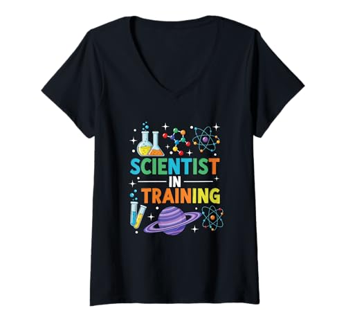 Damen Science Kids School Stuying Funny Scientist In Training T-Shirt mit V-Ausschnitt Damen Science Kids School Stuying Funny Scientist In Training T-Shirt mit V-Ausschnitt von Future Scientists Nerd Laboratory & Science Lovers