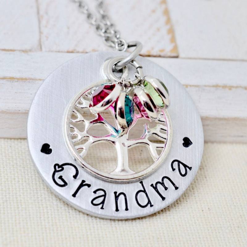 Geburtsstein Stammbaum Halskette Für Oma, Großmutter Halskette, Geschenk Oma Nana von FutureHeirloomDesign