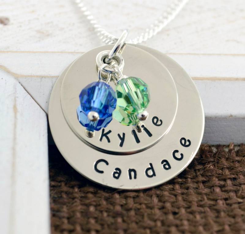 Personalisierte Halskette Für Mama, Geburtsstein Halskette, Muttertag, Großmutter Kind Name, Hand Gestempelt von FutureHeirloomDesign