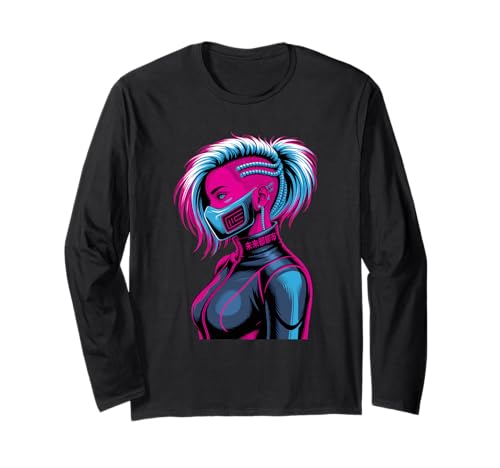 Anime Cyberpunk Girl Sci-Fi Anime Manga Katzenohren Mädchen Langarmshirt Anime Cyberpunk Girl Sci-Fi Anime Manga Katzenohren Mädchen Langarmshirt von Futuristisch Manga Anime Cyberpunk Kunst