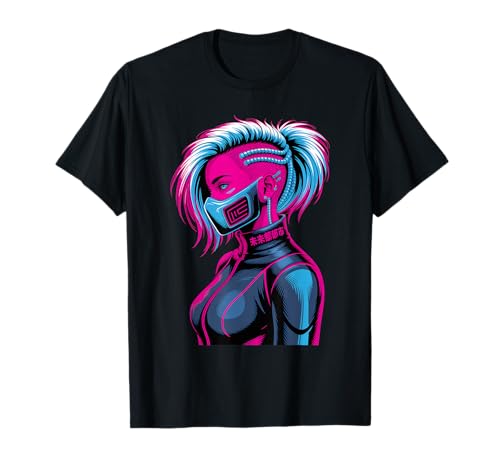 Anime Cyberpunk Girl Sci-Fi Anime Manga Katzenohren Mädchen T-Shirt von Futuristisch Manga Anime Cyberpunk Kunst