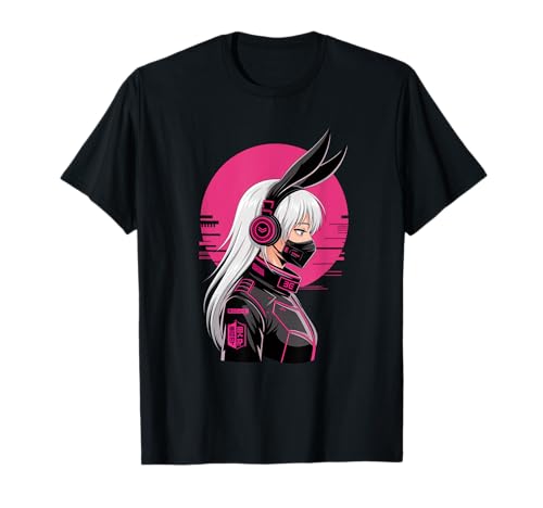 Cyberpunk Girl Mit Maske Sci-Fi Anime Manga Katzenohren Girl T-Shirt Cyberpunk Girl Mit Maske Sci-Fi Anime Manga Katzenohren Girl T-Shirt von Futuristisch Manga Anime Cyberpunk Kunst
