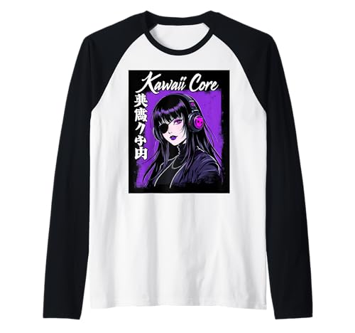 Manga Anime Cyberpunk Girl Mit Maske Sci-Fi Zukunft Girl Raglan von Futuristisch Manga Anime Cyberpunk Kunst