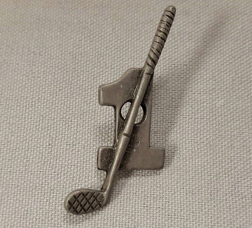 3 Vintage-Golfschläger Aus Echtem Massivem Zinn, Loch in Einem 1, 5-Zoll-Pin-Rückseite, S37 von Futuryo