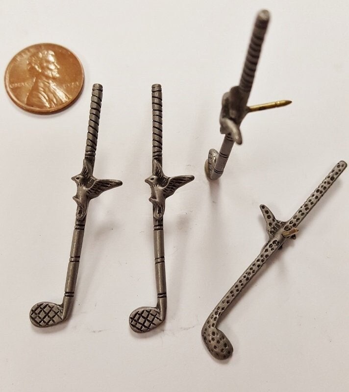 "4 Stück Vintage Original Solid Pewter Golf Club Birdie 2 "Pin Zurück Zubehör D419." von Futuryo