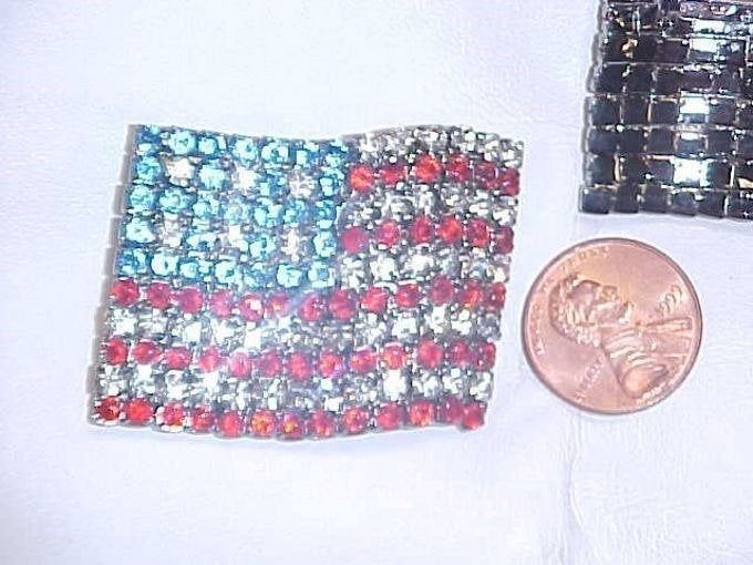 Jahrgang Vereinigte Staaten Von Amerika Strass Flagge 42x32mm. Große Brosche Pin G436 von Futuryo