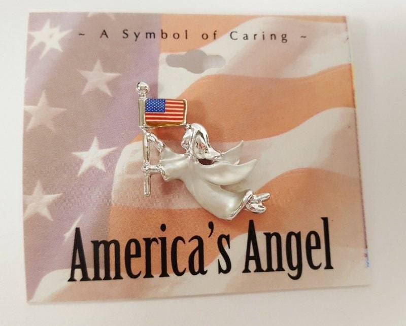 Signiert "Gigi" Amerikas Engel Tragen Usa Flagge Silber Memorial Pin Auf Karte N99 von Futuryo