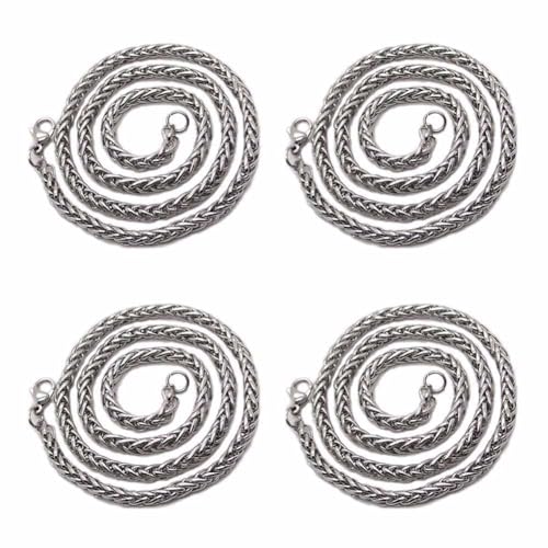Fuuroottly 4 x Kielkette für Männer und Frauen, 3 mm, 61 cm, Edelstahl von Fuuroottly