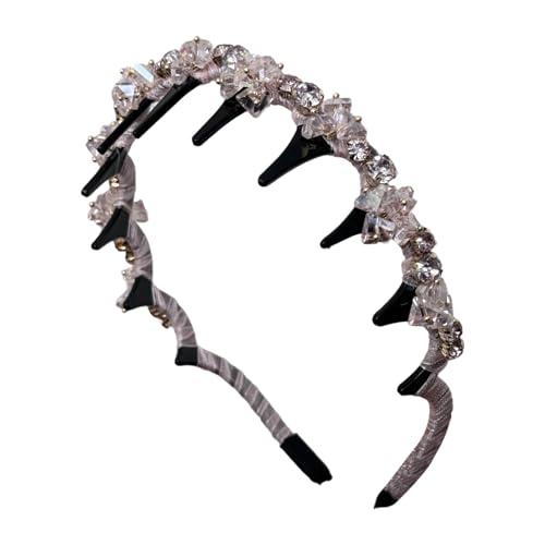 Fuuxtci Geflochtenes Haarband - Elegante Strasssteine Kopfband Mit Anti-Rutsch-Zinken,Anti-Rutsch Mode Haarschmuck Dekorativ für Frauen Mädchen Brautjungfern Bräute Party Hochzeit Festivals Musikfeste von Fuuxtci