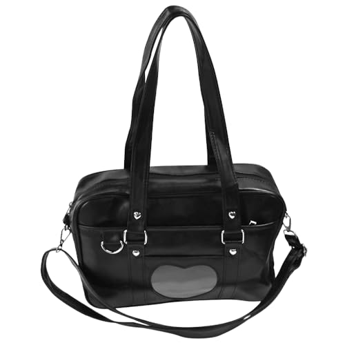 FuxFuis Handtaschen Japanische Handtasche, PU Umhängetasche Schuhbeutel Tragbare Handtaschen für Damen Dauerhaft Schulhandtasche für Tasche Uniform Studenten Arbeit Reisen Täglicher Gebrauch (Schwarz) von FuxFuis