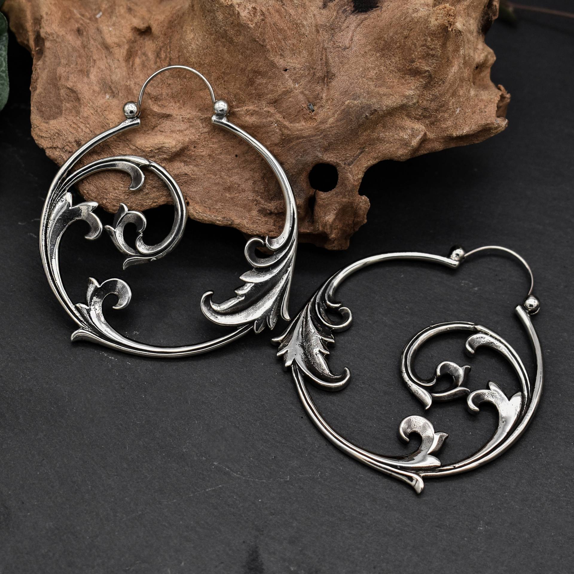 Gothic Ornament Earrings Hoops Silver Gothic Ornament Earrings Hoops Silver von FuxJewellerySale