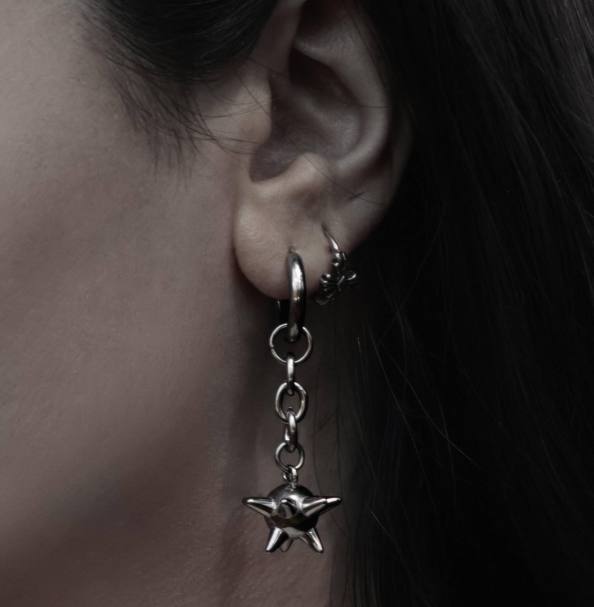 Medieval Single Ball Flail Earrings Spike Stainless Steel Pair Medieval Single Ball Flail Earrings Spike Stainless Steel Pair von FuxJewellerySale