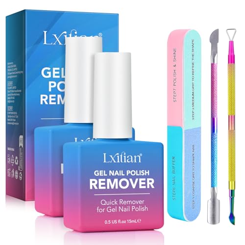 Nagellackentferner Für Gelnägel 15ml X2,Gelnägel Entferner Shellac Remover,Gel Nail Polish Remover,Nagellackentferner kommt mit Nagelschaber, Nagelhautschieber und Nagelfeile von FuyunCo