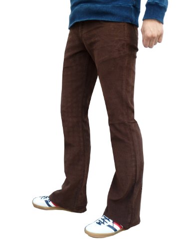 Fuzzdandy Herren Braun Schlaghosen Schlaghosen Cord Indie Retro Ausgestellte Hosen - Braun, 38 Waist 32 Leg, Braun von Fuzzdandy