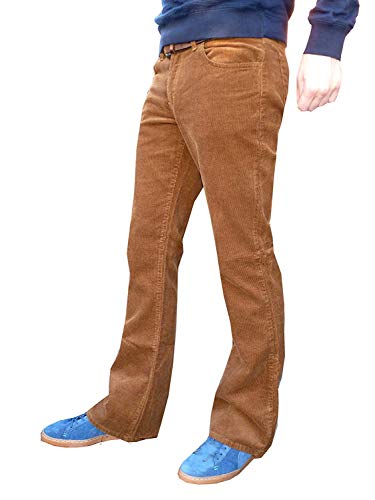 Fuzzdandy Herren Schlaghosen Flares Kord Hosen Hellbraun Ausgestellt Ingwer - Tabak, 30W / 30L von Fuzzdandy