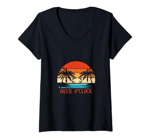 Damen Beer O'Clock T-Shirt mit V-Ausschnitt Damen Beer O'Clock T-Shirt mit V-Ausschnitt von Fuzzy Blindspot
