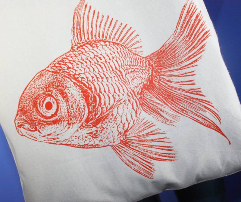 Goldfisch Tasche - 100% Baumwolle Siebdruck Stricktasche von FuzzyMug