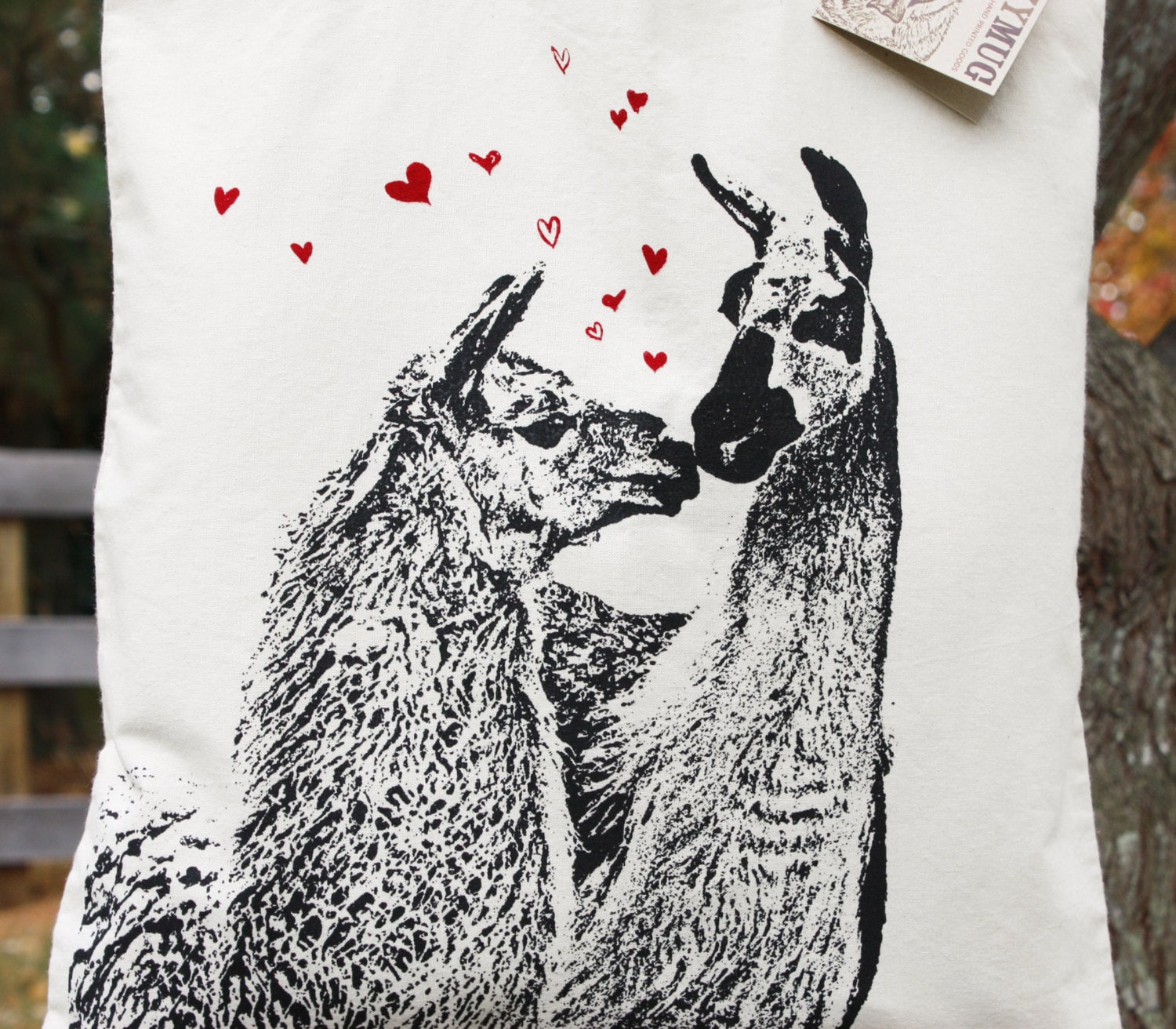 Lama Tote Bag - 100% Baumwolle Strickbeutel Siebdruck von FuzzyMug