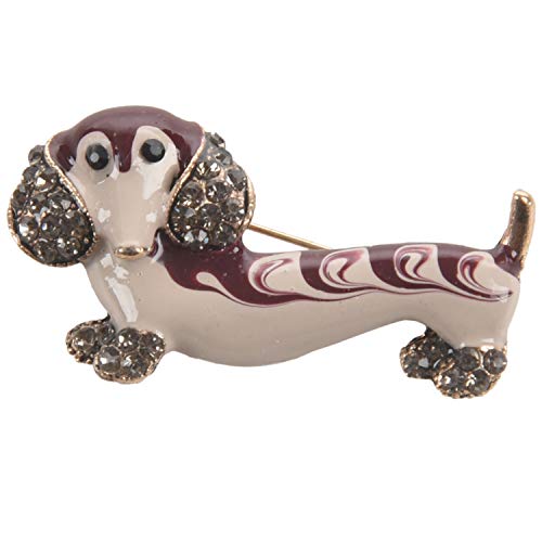 Fvoagaou 1 StÜCk Nette Glänzend Strass Dackel Hund Romantische Brosche Mode Schmuck Frauen Kleidung Anzug Broschen Geschenk Rot von Fvoagaou